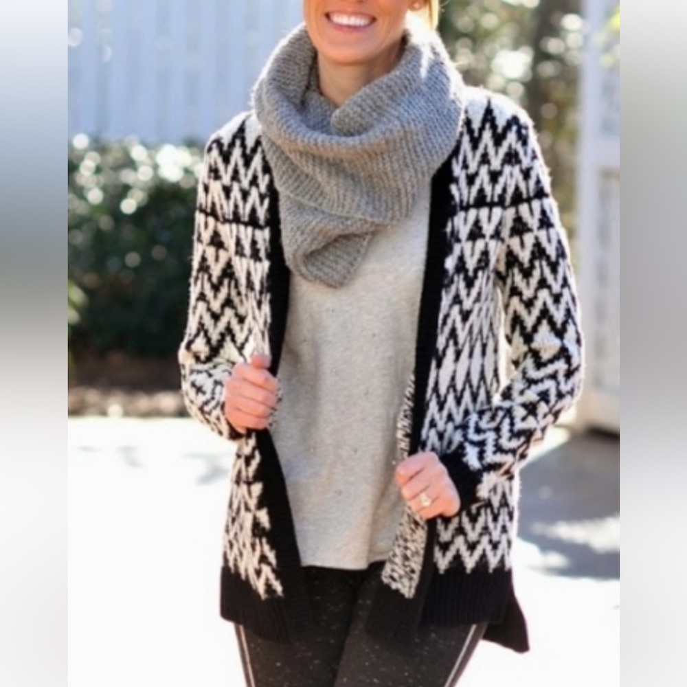 Oversized Cardigan Sz L Chunky Knit Open Cardigan Long Line Sweater Cardigan